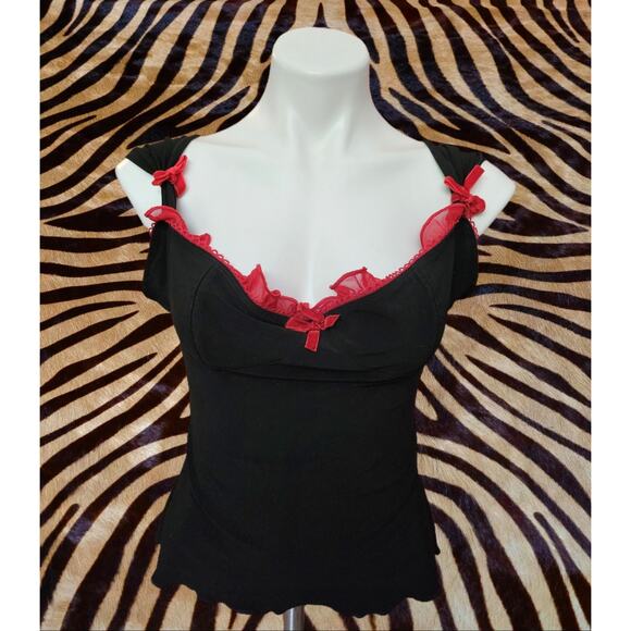 Vintage WHEELS & DOLLBABY Stretch Knit Spot Sweetheart Top 4Aust-UK/0US - Picture 1 of 8